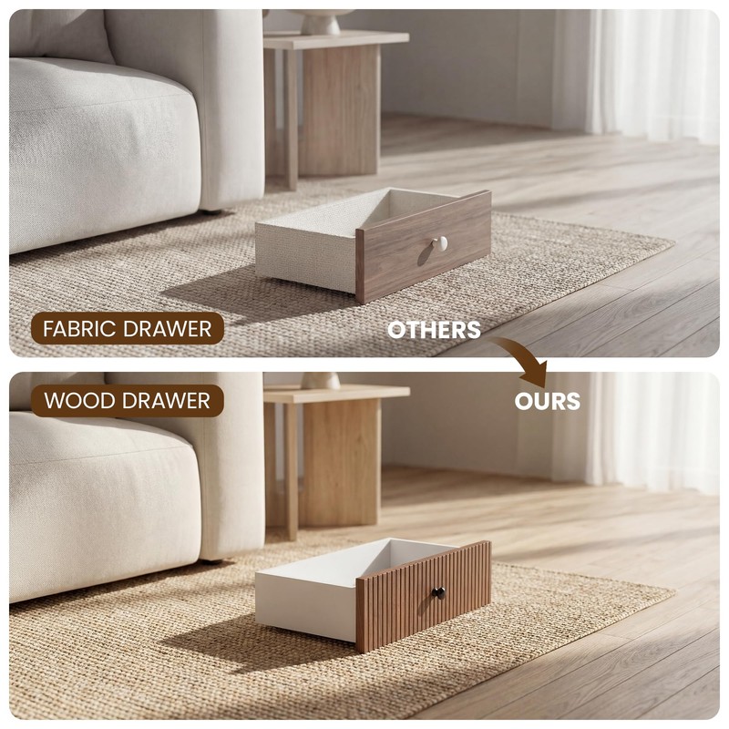 Manora Fluted Console Table with Wooden Drawers, Slim Entryway Table