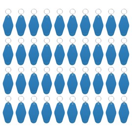 uxcell 40pcs Hotel Keychains Blank, Vintage Plastic Rhombus Motel Keychains Hotel Key Tags Key Rings for DIY Keychains Luggage Labels Tags, Dark Blue