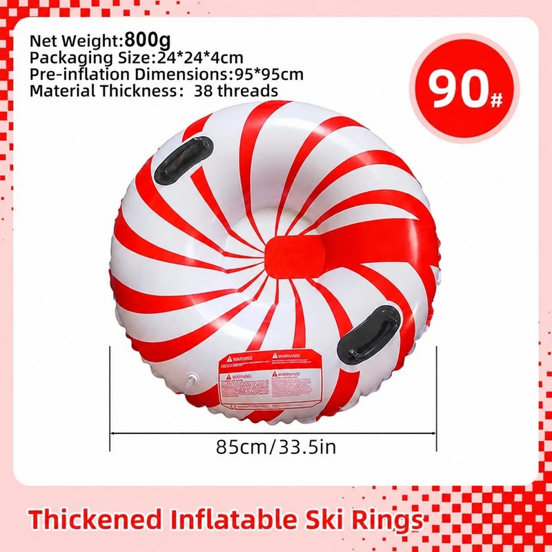 Heavy Duty Inflatable Snow Tube with Dual Handles, Thickened PVC