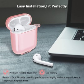 Aircawin for Airpods case Clear,Shockproof Clear Case for Airpod case,Full Protective Soft TPU Drop Protection Accessories Case with Keychain for AirPods Charging Case 2 & 1 for Women Girls Men-Pink