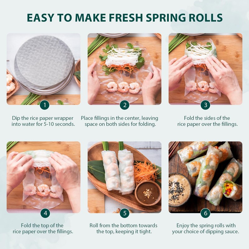 Soeos Rice Paper, White Rice Paper Wrappers, 1 Pack, 34