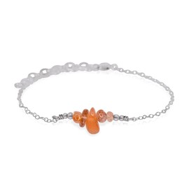 Sunstone Chip Bead Bar Bracelet in Stainless Steel