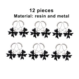 12 Pcs Black Bow Knot Shower Curtain Hooks Decorative Stainless Steel Curtain Hooks for Bathroom Shower Rods