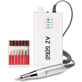 Professional Nail Drill, AZ GOGO Cordless Electric Nail File 35000RPM Rechargeable Portable Nail Drill Machine for Gel/Acrylic Nails Salon Level (Golden)