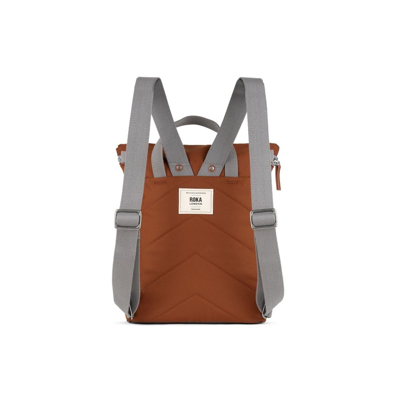 ROKA London Finchley A Small Sustainable Canvas Backpack Bran