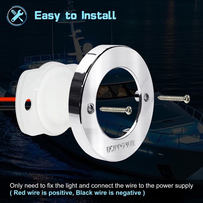 UCINNOVATE 4Pcs 3.15”Round LED Marine Light with sliver housing, Navigation