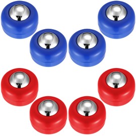 Gejoy 8 Pieces Mini Shuffleboard Replacement Pucks Tabletop Equipment Rollers Set Shuffleboard Curling Accessories (Red, Blue)