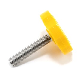 5/16"-18 x 1-1/2" Thumb Screw Stainless Steel - Yellow Multi-Lobe Rosette Plastic Knob - Standard/Coarse Thread Thumbscrew - Length: 1.500" - Proudly Built in USA - Package of (10)