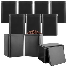 AKOLAFE 10 Pack Empty Tin Cans with Lids Airtight Coffee Container for Ground Coffee Bean Kitchen Canister Set Square Tea Canister Small Metal Tin for Sugar Candy Spice Loose Leaf Tea Storage Gift DIY