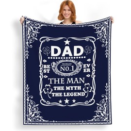 Gifts for Dad,Father's Day Dad Blanket,Dad Birthday Gifts from Daughter & Son,Snuggly Soft Cozy Father's Day Flannel Throw Blankets 60" × 50" (No.1 Dad in The World)
