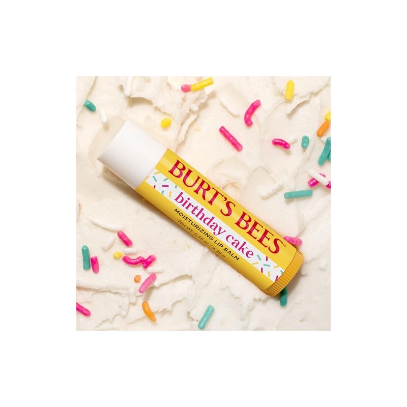Burt's Bees Bálsamo labial de pastel de cumpleaños, sin tinte,