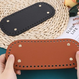 HJIAMA Crochet Bag Base, 2 Pieces Crochet Bags Bottom with Handle, Woven Bag Base for Woven Bag DIY