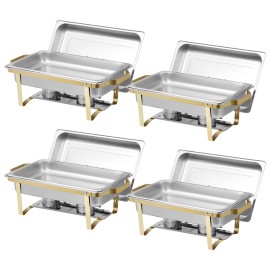 SEGAWE Chafing Dish Buffet Set 4Pack 8QT Chafing Dishes High Grade Stainless Steel