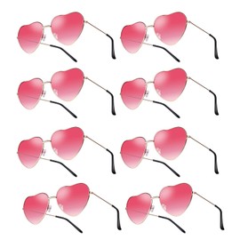 NAMIC 8 Pairs Pink Heart Glasses Women Retro Hippie Party Glasses Heart Glasses for Women Men Skirt Carnival