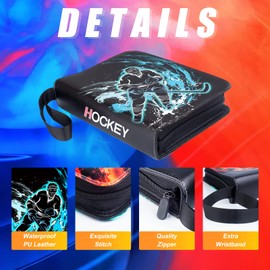 Hockey Card Binder,9-Pocket Cards Holder,Trading Card Binder Fits 900 Cards With 50 Removable Double Sided Sleeves,Portable Cards Album Case for Sports Cards Collection