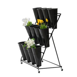 WANLECY Flower Display Stand with 12 Buckets, 3 Layers Shelf Display Holder for Cut Flowers
