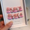 TENPAL Duckbill Shape Handmade Press On Nails Kit,Pink French Floral