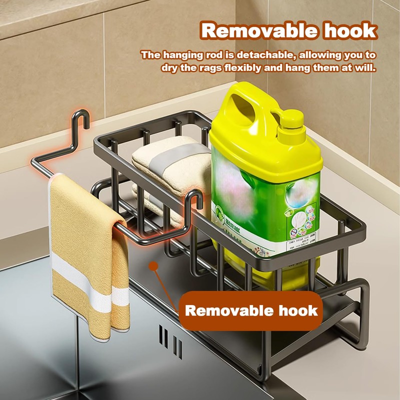 Sink Organiser with Brush Holder, Sponge Holder with Drip Tray,