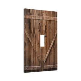 ybclf Rustic Farmhouse Barn Door 1 Gang Single Toggle Light Switch Cover Brown Wood Vintage Decorative Wall Plate Country Switchplate Electrical Faceplate Socket for Bathroom Bedroom Home Plastics
