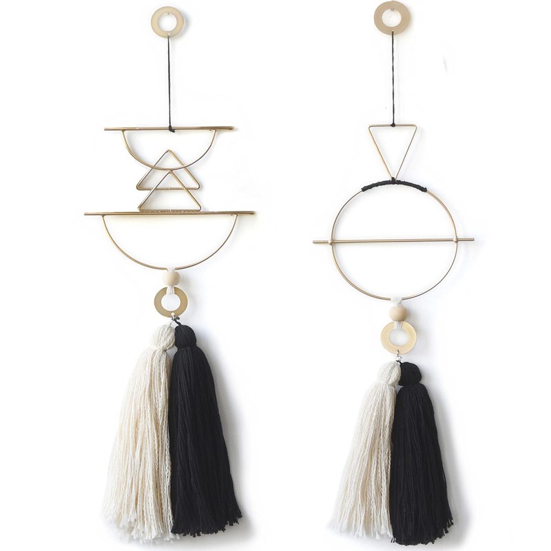 Lindo macramé para colgar en la pared de latón con
