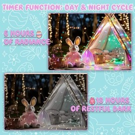 Luces de Cadena de Pascua que Funcionan con Pilas, Luces de Pascua en Tonos Pastel con Temporizador 3m 30LED Cable Transparente Luces de Hadas para Decoraciones de Pascua Guirnalda Exterior