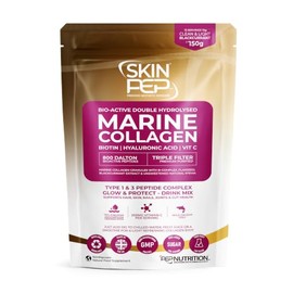 Marine Collagen Powder for Women & Men - SkinPep 150g Bio-Active Type 1 & 3 Wild Caught Peptides | Clean Light Taste | Vitamin C, Biotin & Hyaluronic Acid | Hair, Skin & Nails | 10,000mg 15 Servings