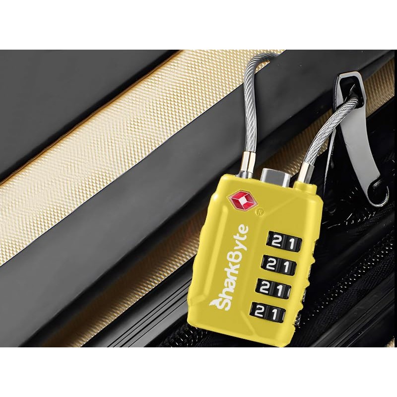 SharkByte TSA Approved Suitcase Locks - 4-Dial Security Travel Combination