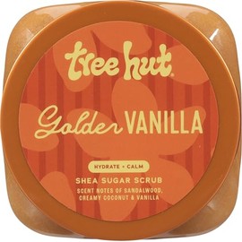Tree Hut Golden Vanilla - Exfoliante de azcar de karit, exfoliante corporal hidratante e hidratante con manteca de karit y aceites naturales, suaviza 
