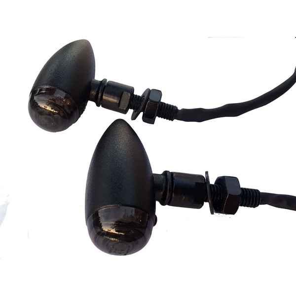 MotorToGo Black Bullet Motorcycle LED Turn Signal LED Indicators Blinkers