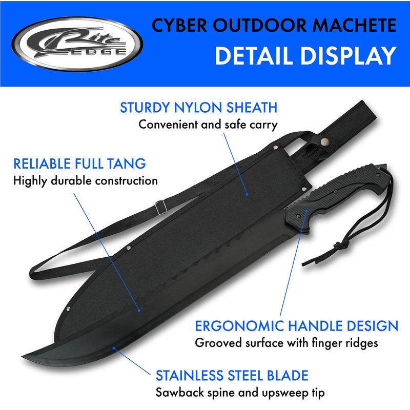 Szco Supplies 25" Full-Tang Saw Back Machete with Nylon Sheath