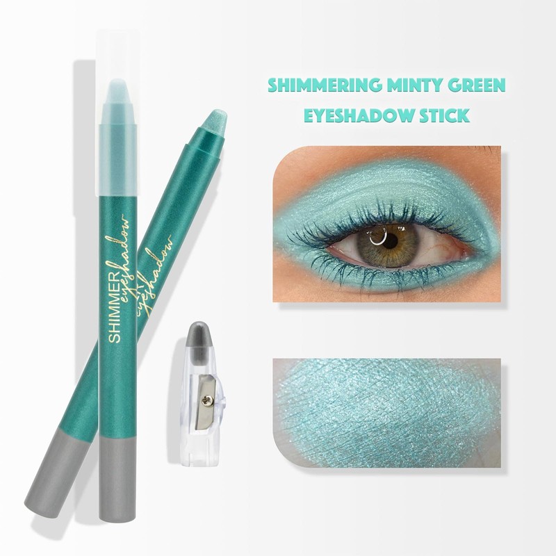 Mint Green Pearl Shimmer Eyeshadow Stick, Creamy Glitter Eye Shadow,