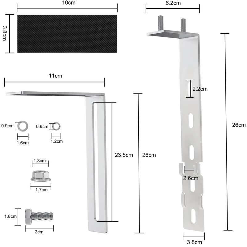 6-25 cm Set of 4 Adjustable Solar Panel Brackets with