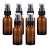 6Pcs 30ml/1oz Empty Brown Glass Lotion Pump Bottles with Black