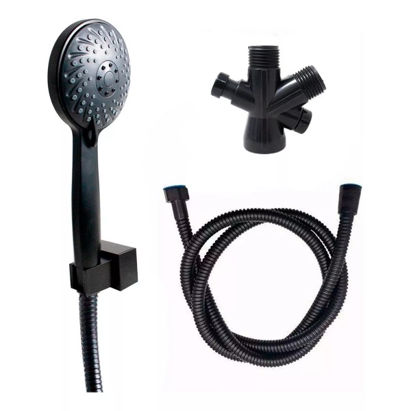 IMP Kit Ducha Regadera Telefono Modulable Negro Mate Accesorios