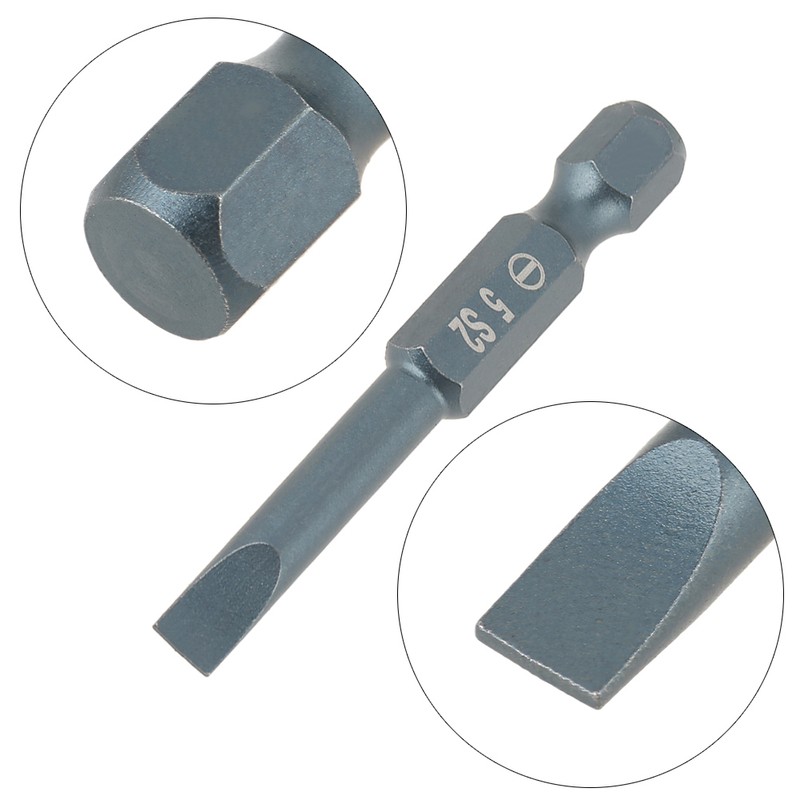 10pcs 1/4inch Hex Shank 50mm S2 Alloy Steel Slotted Screwdriver