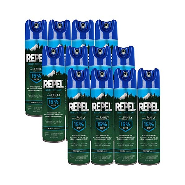 Repel 94136-1 Insect Scented Family Formula 15% DEET, Aerosol, 6.5-Ounce, 6.5 oz - 12 count