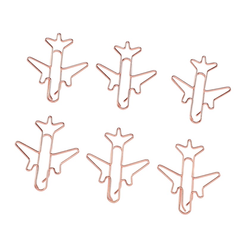 80pcs Airplane Shaped Paper Clips Rose Gold Prevent Rust Plane