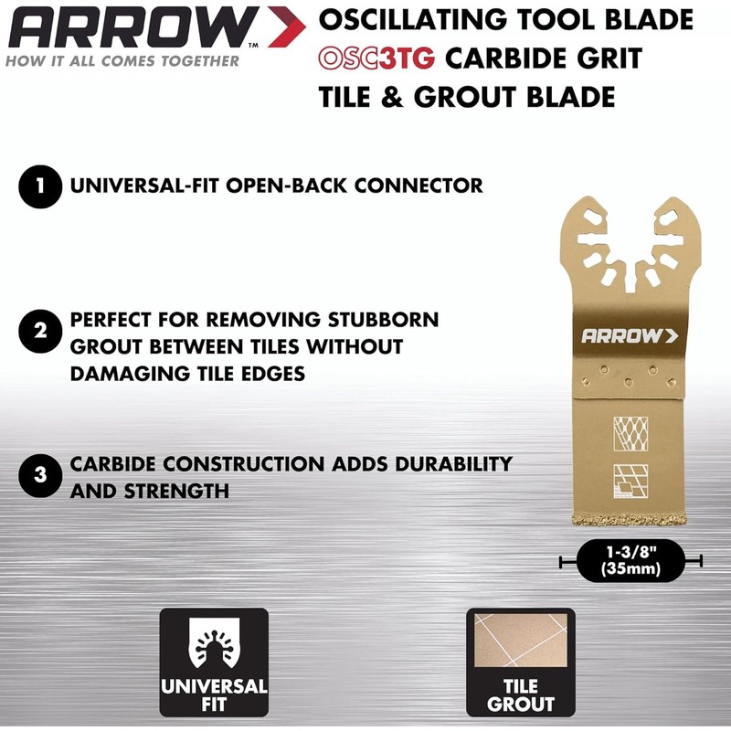 Arrow OSCTILE-EK 5-Piece Oscillating Tool Blade Kit for Grout and
