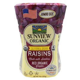 Sunview Organic Red Seedless Raisins 3-15 oz. Canisters