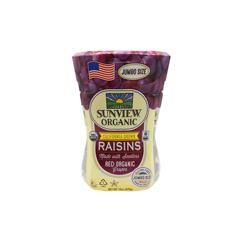 Sunview Organic Red Seedless Raisins 3-15 oz. Canisters