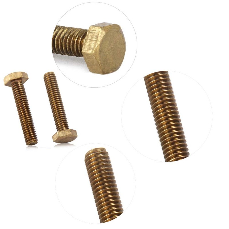 Yudesun 3Pcs M10x60mm Hex Bolts Screws Brass Hardware Machine Fasteners