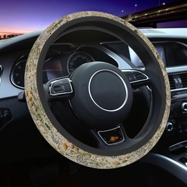 Steering Wheel Cover, Retro Wildflowers Flowers Steering Wheel Cover for Women Men Universal 15 Inch Steering Wheel Protector Fit Auto SUV Sedan Vans Trucks