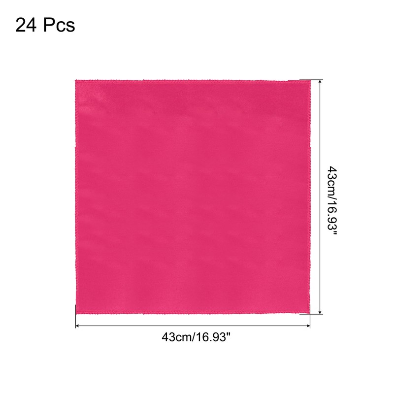 sourcing map 24pcs Rose Red Satin Table Napkins Polyester Square