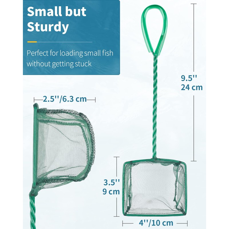 Pawfly 4 Inch Aquarium Fish Net with Braided Metal Handle