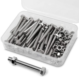 M5-0.8 x 40mm 40PCS Hex Head Screws Bolts and Nuts Set 304 Stainless Steel