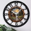 25cm Round Iron Clock Featuring a Set of Chef's Knives