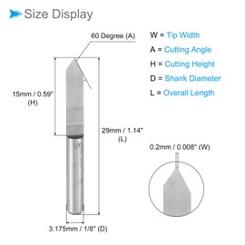 CoCud Engraving CNC Router Bits, 0.2mm (0.008") Tip Width 60 Degree Angle 1/8" Shank Solid Carbide 2-Flute V Groove Carving Bits - (Applications: for Wood Acrylic Plastic), 10-Pieces