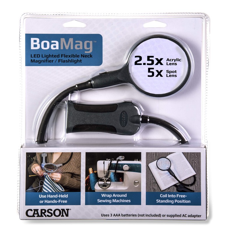 Carson BoaMag 2.5x LED Lighted Flexible Neck Magnifier with 5x