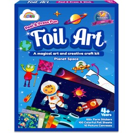ZMLM Art Craft Activity Children, Foil Fun Sticker Craft Case DIY Colouring Activity for Gift Girls Aged 3-9 Years Party Favour Craft Supplies for Children - Planets