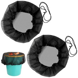 Pack of 2 Rain Butt Net 60 cm, Rain Butt Lid with Pull Cord, Protective Net Durable for Rain Butt, Rain Butt Cover, Adjustable Protection Against Leaves, Insects, Dirt